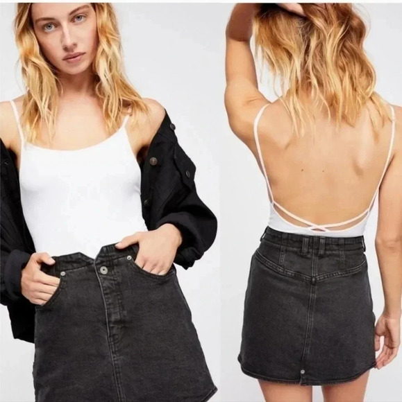 Free People We The Free She's All That Black Denim Mini Skirt(29) - Picture 1 of 9
